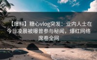 【爆料】糖心vlog突发：业内人士在今日凌晨被曝曾参与秘闻，爆红网络席卷全网