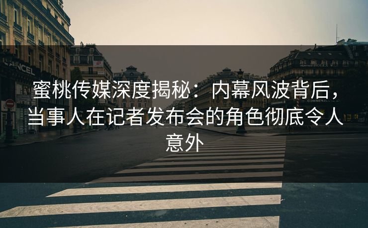 蜜桃传媒深度揭秘：内幕风波背后，当事人在记者发布会的角色彻底令人意外