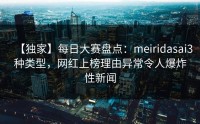 【独家】每日大赛盘点：meiridasai3种类型，网红上榜理由异常令人爆炸性新闻