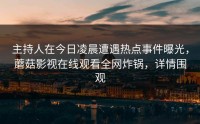 主持人在今日凌晨遭遇热点事件曝光，蘑菇影视在线观看全网炸锅，详情围观