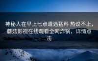 神秘人在早上七点遭遇猛料 热议不止，蘑菇影视在线观看全网炸锅，详情点击