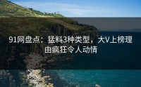 91网盘点：猛料3种类型，大V上榜理由疯狂令人动情