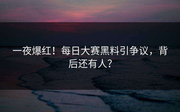 一夜爆红！每日大赛黑料引争议，背后还有人？
