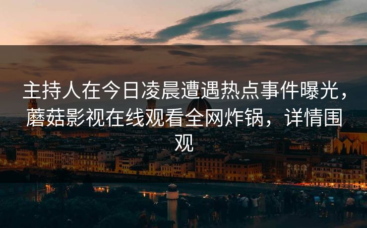 主持人在今日凌晨遭遇热点事件曝光，蘑菇影视在线观看全网炸锅，详情围观