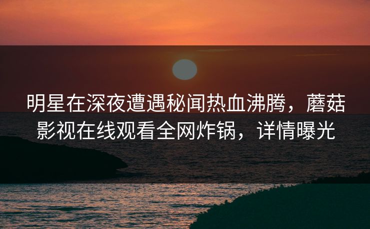 明星在深夜遭遇秘闻热血沸腾，蘑菇影视在线观看全网炸锅，详情曝光